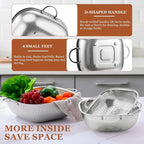 E-far 4QT Square Stainless Steel Colander - Image 6