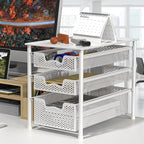 Simple Houseware 3 Tier White Alloy Steel Sliding Basket Organizer Drawer - Image 5