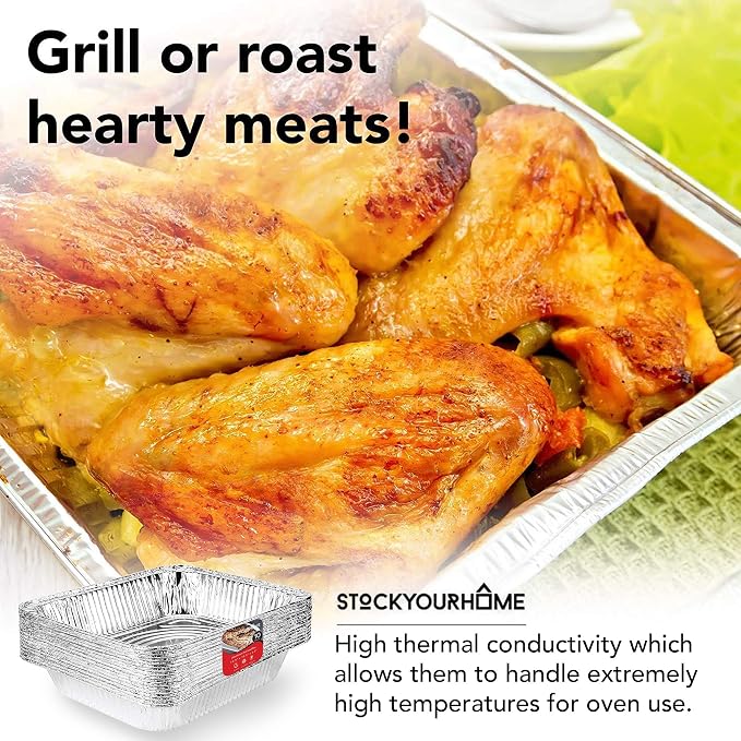 Stock Your Home Aluminum 9x13 Disposable Foil – Half Size Deep Steam Table - Image 6