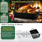 E-far Roasting Pan with Racks, Small Stainless Steel Turkey Roaster with - Image 7