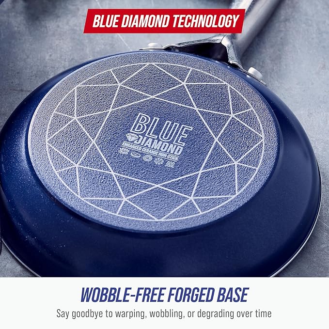 Blue Diamond 10 Piece Nonstick Cookware Set, Diamond Ceramic Pots & Pans - Image 9