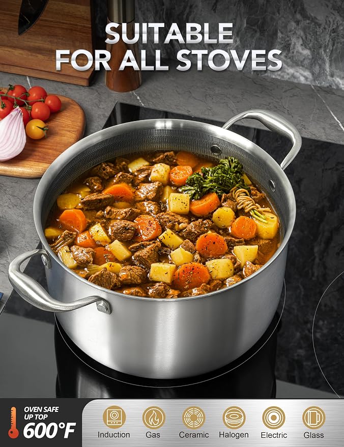 MICHELANGELO Tri-ply Stainless Steel Stock Pot - Image 3