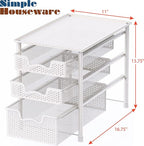 Simple Houseware 3 Tier White Alloy Steel Sliding Basket Organizer Drawer - Image 2