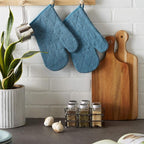 DII Basic Terry Collection 100% Cotton Quilted, Oven Mitt, Storm Blue, 2 Piece - Image 4
