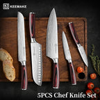 KEEMAKE Knife Set 5 Pieces, Professional Kitchen Knife Set, High Carbon - Image 6