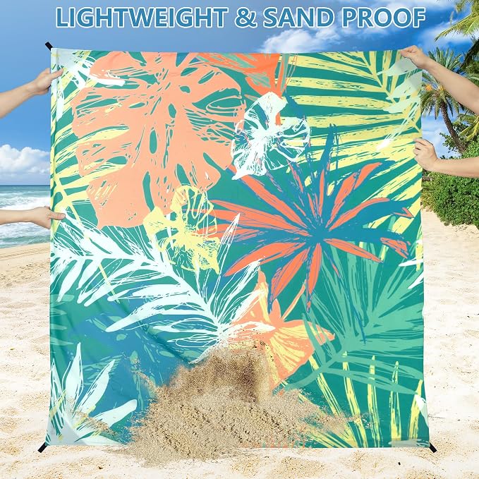 WIWIGO Beach Blanket Waterproof Sandproof Beach Mat 79" X 83"/10'x9'for 2-8 - Image 4