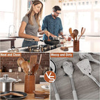 Mooues 9 Piece Natural Teak Wooden Kitchen Utensil Set - Image 5