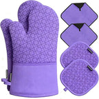 Oven Mitts and Pot Holders Sets 6pcs, Kitchen Oven Glove, High Heat Resistant by OvenMitts