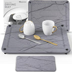 Stone Dish Drying Mat for Kitchen Counter, Quick Dry Stone Dishes Mats by Dropereum