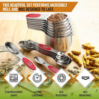 Spring Chef Magnetic Measuring Cups & Spoons Set, Strong N45 Magnets, Heavy - Image 2