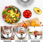 E-far Mixing Bowls with Lids Set, 7-Piece Stainless Steel Metal Mixing Bowls - Image 2