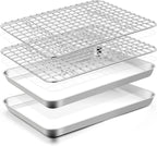 TeamFar Toaster Oven Pan with Rack Set, 10.5 x 8 x 1 Inch Stainless Steel Small by TeamFar