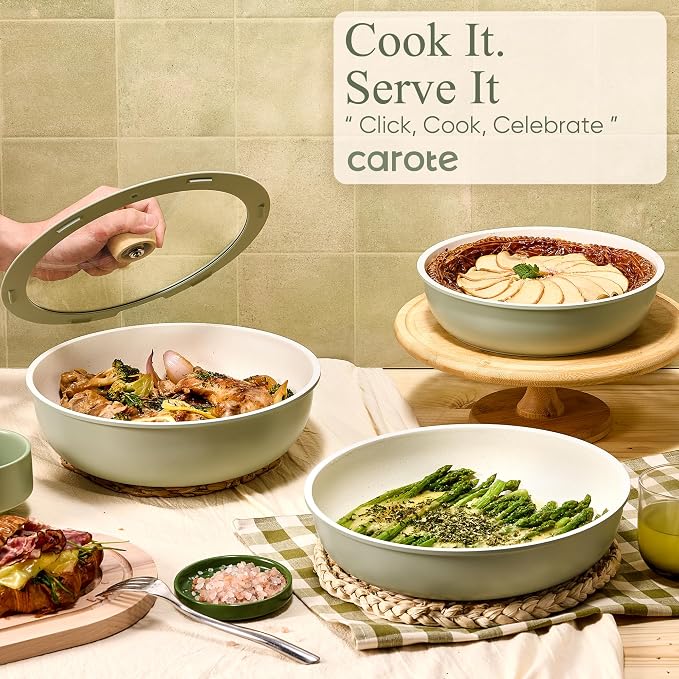 CAROTE Pots and Pans Set, Nonstick Cookware Set Detachable Handle, RV Cookware - Image 4