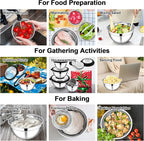 E-far Mixing Bowls Set of 5, Stainless Steel Salad Mixing Bowl - Image 6