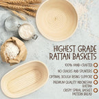 Superbaking Sourdough Proofing Basket Gift Set, Round 9" & Oval 10" Banneton - Image 4