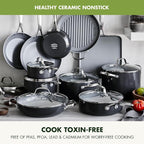 GreenPan Valencia Pro Ceramic Nonstick 22 Piece Cookware Set, Hard Anodized - Image 2