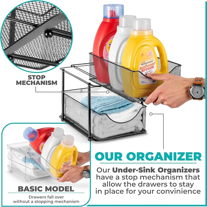 Sorbus 2 Tier Metal Under Sink Organizer - Image 4