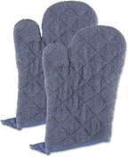 DII Basic Terry Collection 100% Cotton Quilted, Oven Mitt, Stonewash Blue by DII