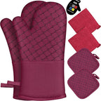 6 Pcs Oven Mitts and Pot Holders, 500℉ Heat Resistant Oven Mitts by Unknown