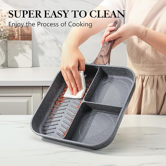 SENSARTE Nonstick Divided Grill Pan - Image 5