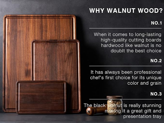 AZRHOM XXL Large Walnut Wood Cutting Board - Image 8