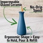Ceramic Olive Oil Dispenser - 530 ML Capacity Matte Blue Ceramic Oil Dispenser - Image 2