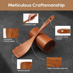 Teak Wooden Cooking Utensils Set, 10 Piece Premium Kitchen Cookware, - Image 3