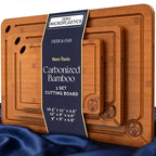 Pre-Oiled, Non Toxic 3-Piece Carbonized Bamboo Cutting Board Set, Eco-Friendly by DeerOak