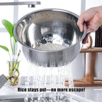 Rice Washer Strainer Bowl, Stainless Steel Quinoa Washing Bowl - Image 3