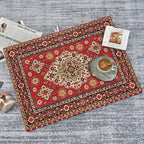Royal Red Moroccan Dish Drying Mat Old Red Persian Carpet Texture Abstract - Image 7
