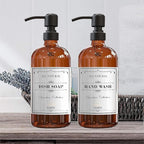 Sunrise Premium 4 Pack Amber Glass Soap Dispenser 16 OZ - Image 6