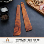 Wooden Spatula for Cooking Set of 2-12 Inch Teak Spatula for Non Stick Frying - Image 2