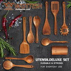 Wooden Spoons for Cooking, Wooden Cooking Utensil Set, 10-Piece Wooden Kitchen - Image 2