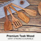 Best Non Toxic Wooden Spatula for Cooking Utensils Set Wood Spurtle Flat - Image 5