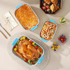 MALACASA Casserole Dishes for Oven, Ceramic Baking Dishes Set of 3, Rectangular - Image 6
