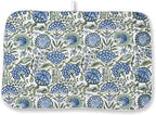 Boho Navy Blue Sage Green Dish Drying Mat 18x24 Inch Vintage Floral Drying Mat by DAFENA