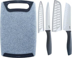 Glad Knife Set with Cutting Board, 5 Pieces | Sharp Santoku and Utility Knives by GladTrashFoodStorage
