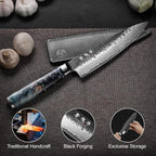 Japanese Chef Knife 8'', Hand Forged 67-Layer Damascus VG10 Core Kitchen Knife - Image 6