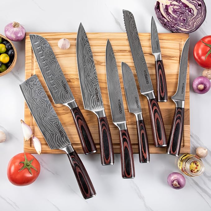 Seido Knives Master Chef Knife Set, 8-Piece Kitchen Knife Set, High-Carbon - Image 3