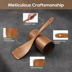 KLYRO 5 PCS Wooden Spatula Set, Natural Teak Wooden Spoons - Image 5