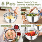 TeamFar Mixing Bowls, Stainless Steel Salad Serving Bowl - Image 7