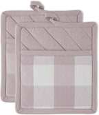 DII Buffalo Check Kitchen Collection, Classic Farmhouse Kitchen Set, Dusty Lilac by DII