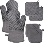 4 Pcs Oven Mitts and Pot Holders, Kitchen Long Oven Glove High Heat Resistant by Meirrnyyu