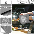 GROBRO7 6Pcs Cotton Oven Mitts and Pot Holders Set Happiness is Homemade Heat - Image 4
