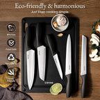 CAROTE Knife Set, Rustproof Stainless Steel 5 Kitchen Knife Set, Plain Black - Image 6
