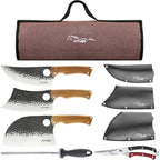 9 PCS Butcher Viking Camping Knife Set, 6.5" Viking Knife, 3 Knife Sheath by VITUER