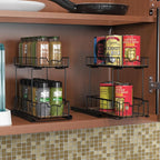 Simple Houseware 2-Tier Spice Rack Slide Out Wire Basket Drawer Organizer - Image 3