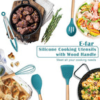 E-far Blue Silicone Cooking Utensils Set, 10-Piece Kitchen Utensils Set - Image 7