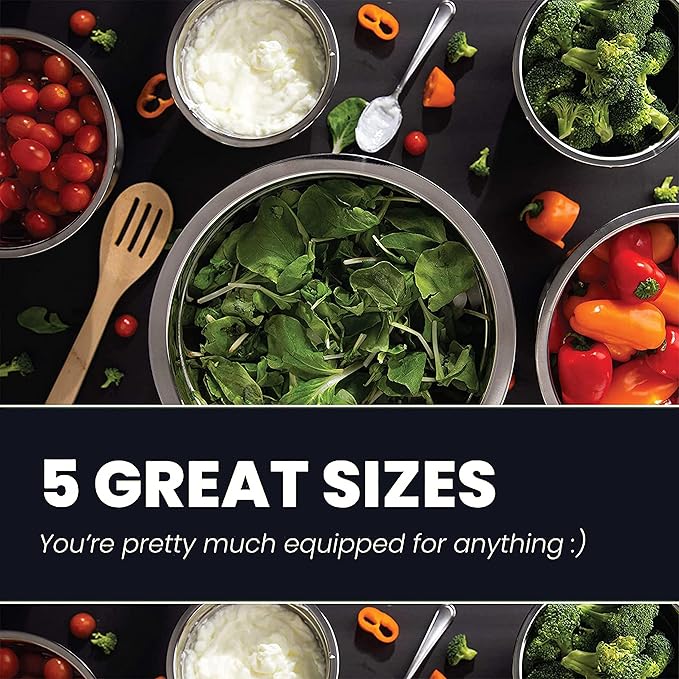 WHYSKO Meal Prep Stainless Steel Mixing Bowls Set, Refrigerator, and Kitchen - Image 3