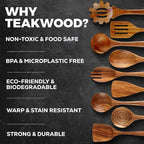Zulay Kitchen 30-Piece Teak Wooden Utensils - Image 4